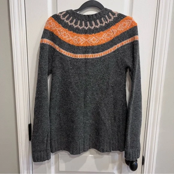FREE PEOPLE Gray Orange Fair Isle Nordic Wool Blend
Sweater Size Large - Picture 11 of 13
